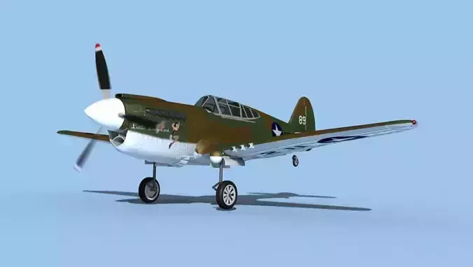 Curtiss P-40F Warhawk V11 USAAF 3D model