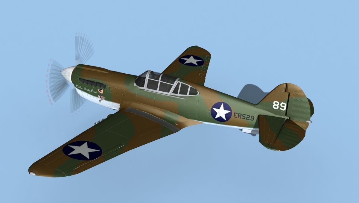 Curtiss P-40F Warhawk V11 USAAF 3D model_8