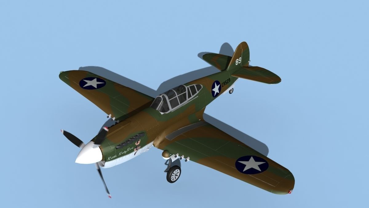 Curtiss P-40F Warhawk V11 USAAF 3D model_10