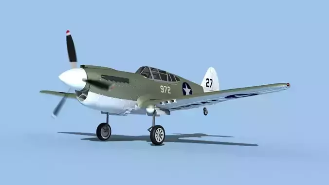 Curtiss P-40F Warhawk V12 USAAF 3D model