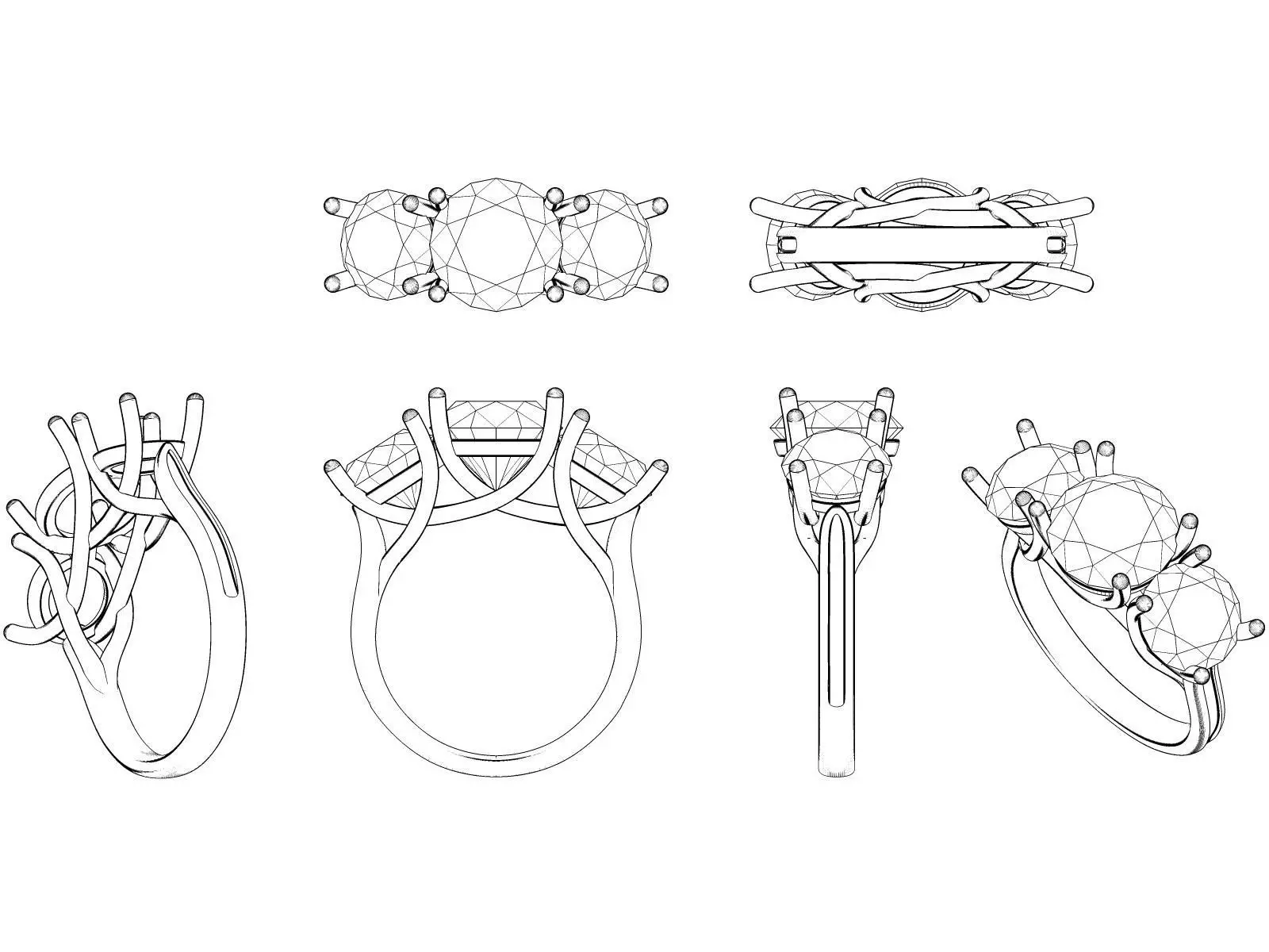 24062021-DL-R01 diamond engagement ring Free 3D print model