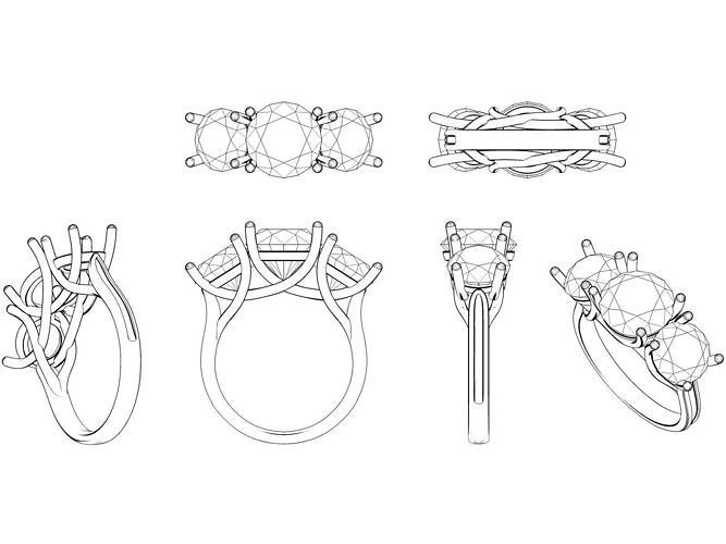 24062021-DL-R01 diamond engagement ring Free 3D print model