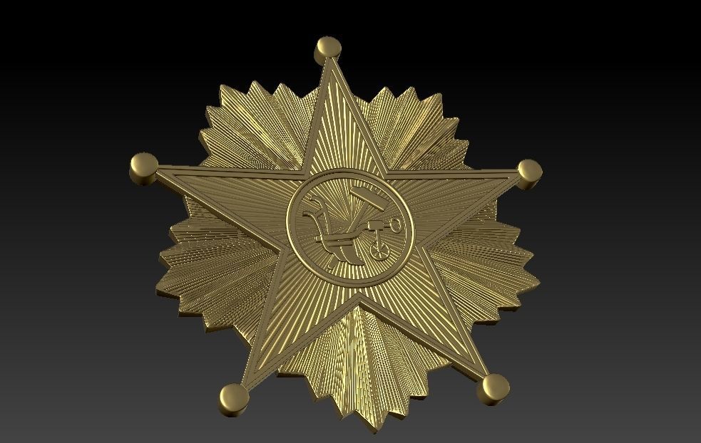 Badge Star shield 3D print model_1
