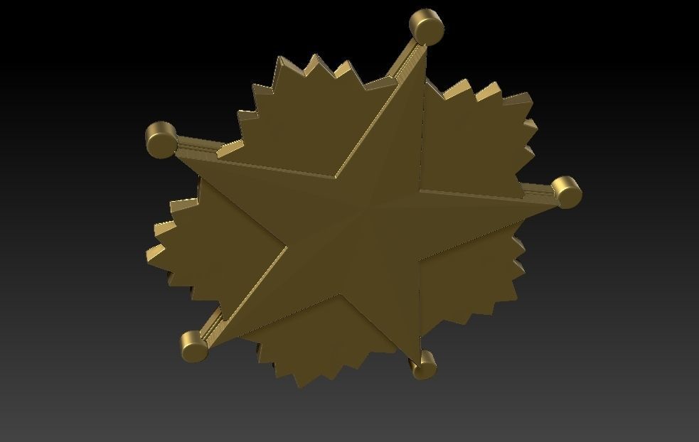 Badge Star shield 3D print model_3