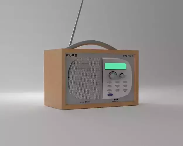 Radio in wooden box Free 3D model