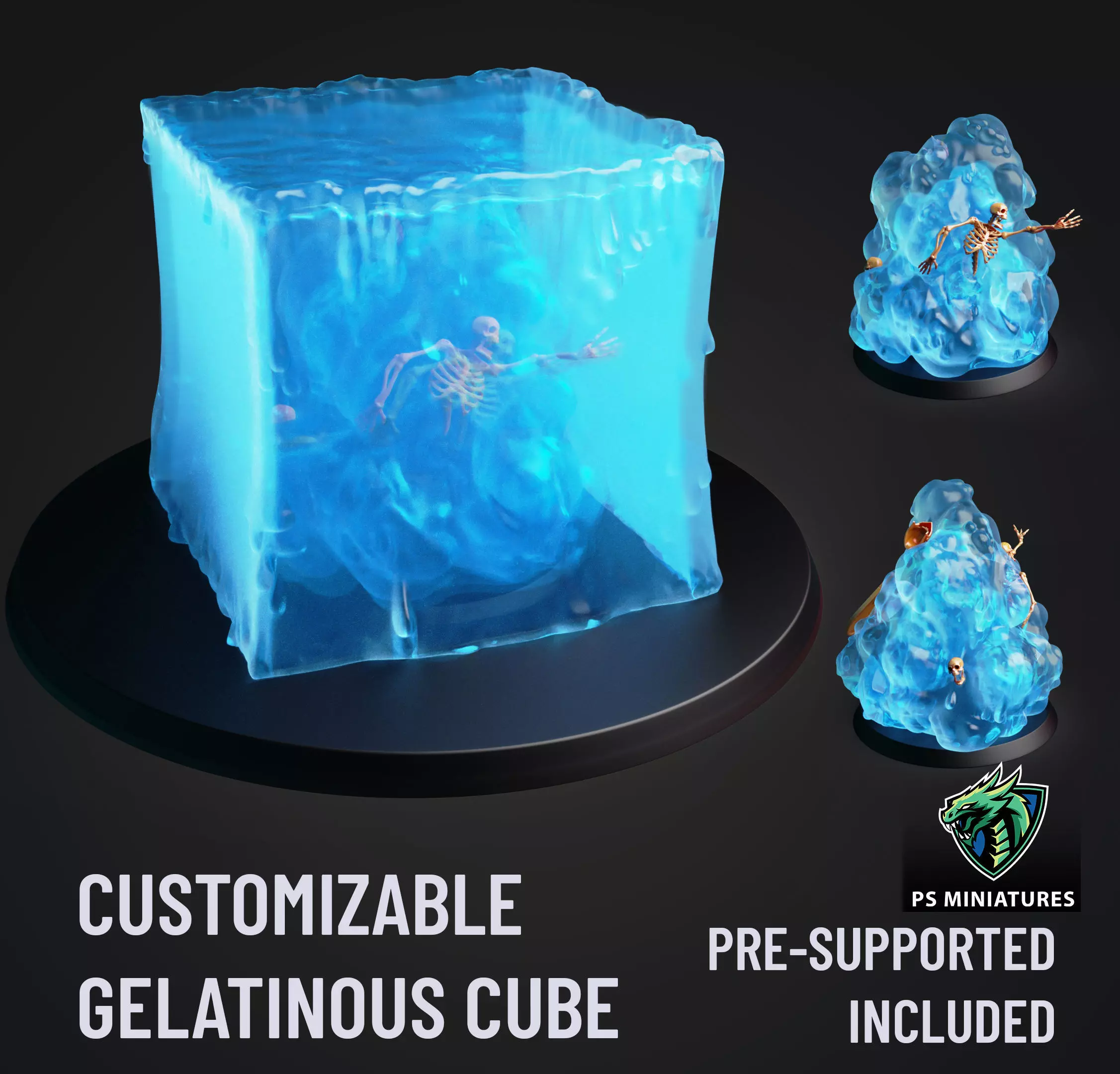 Gelatinous Cube - Customisable 3D print model_0