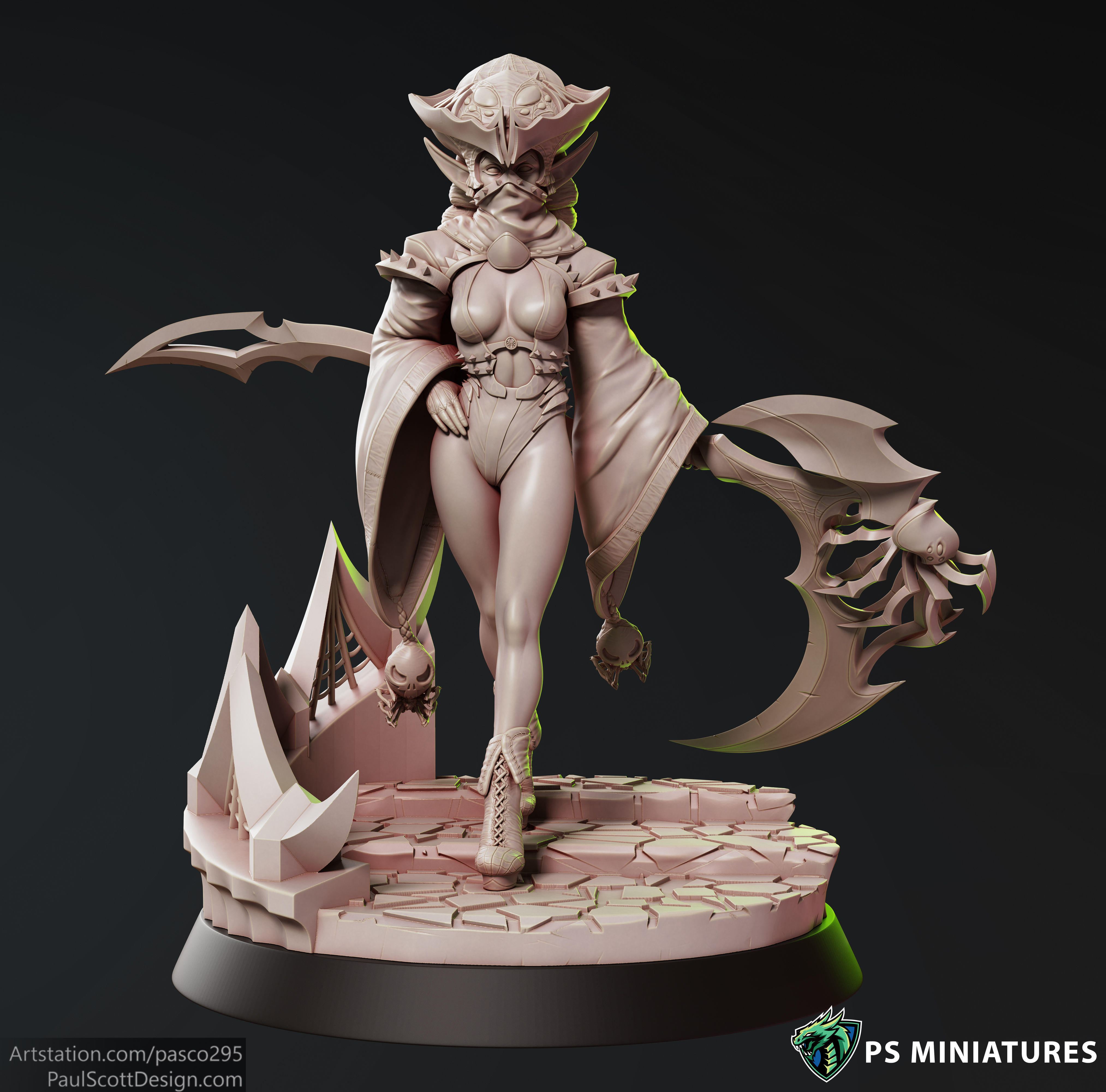 Drow Reaper Pose 1 - Includes 2 Variations 3D print model_3