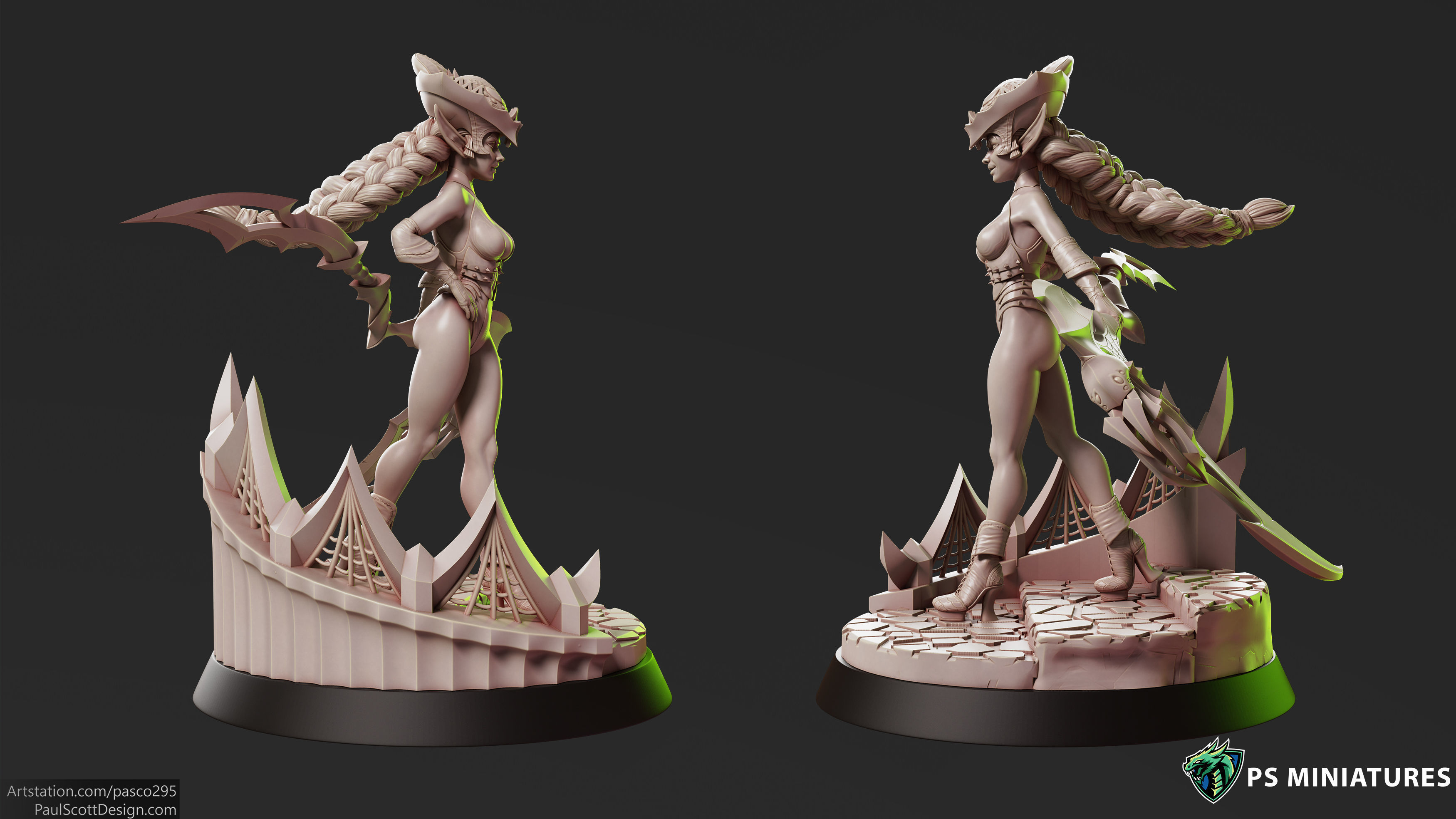 Drow Reaper Pose 1 - Includes 2 Variations 3D print model_15