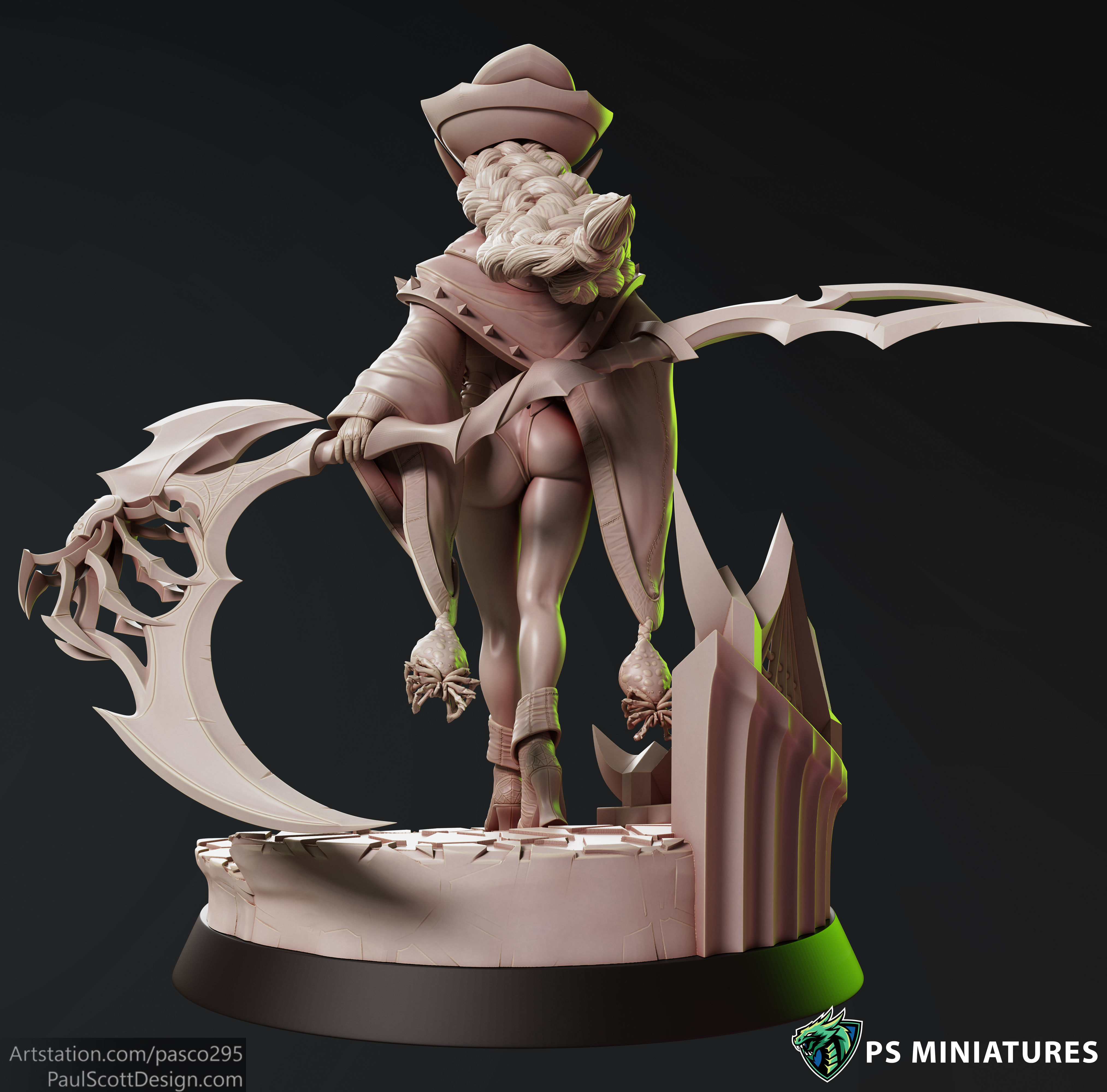 Drow Reaper Pose 1 - Includes 2 Variations 3D print model_4