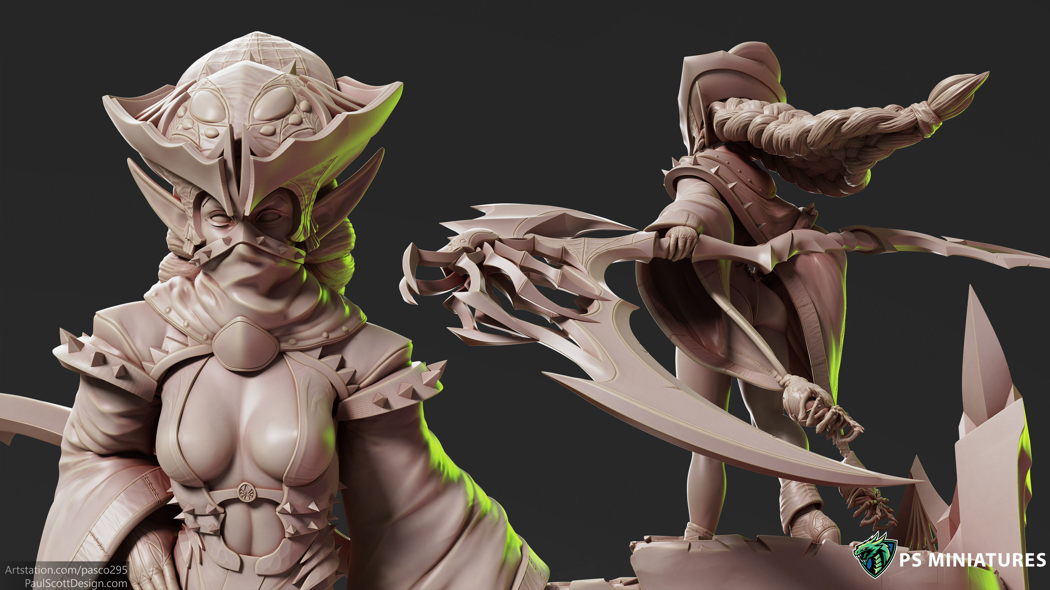 Drow Reaper Pose 1 - Includes 2 Variations 3D print model_13