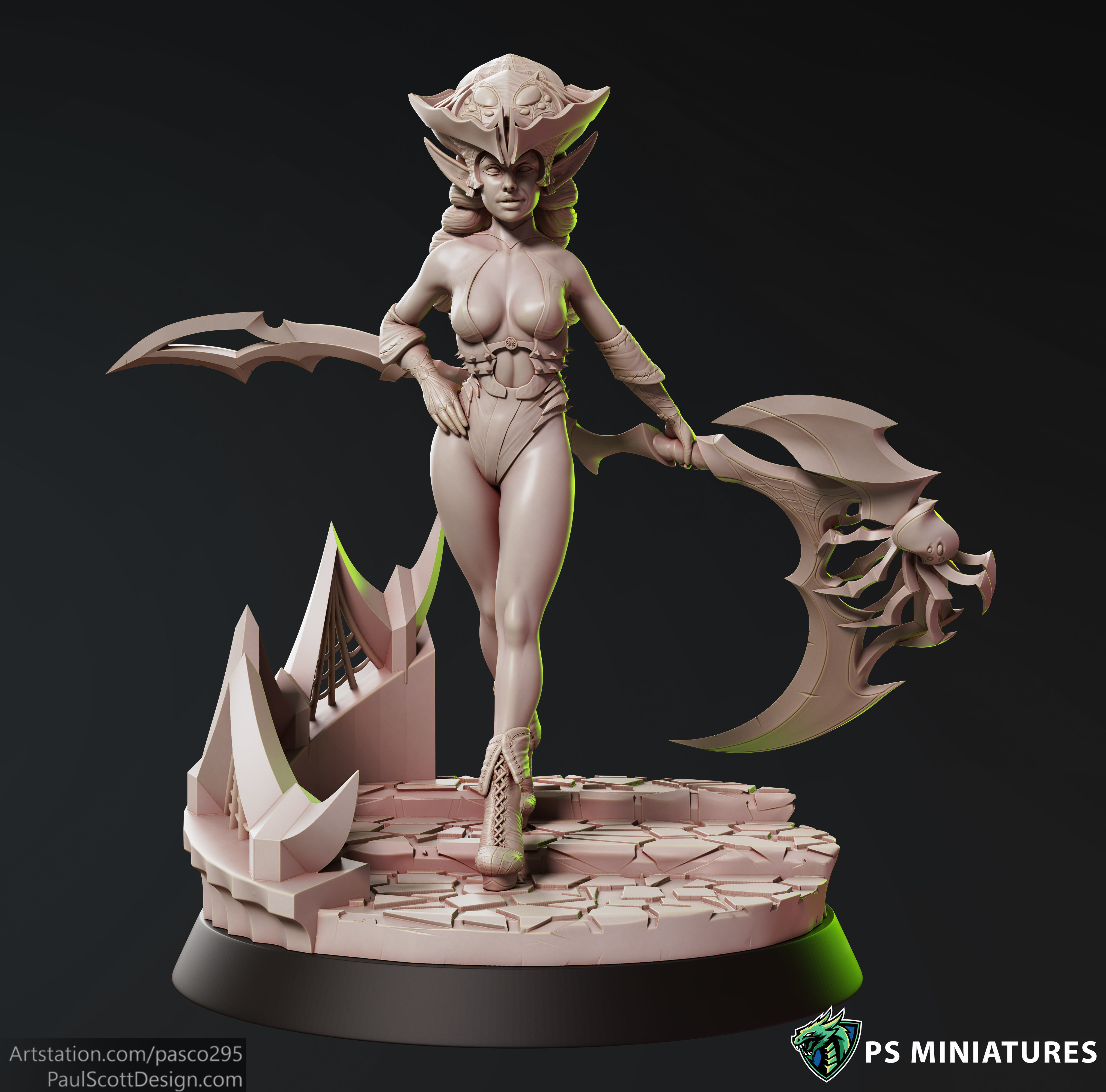 Drow Reaper Pose 1 - Includes 2 Variations 3D print model_5