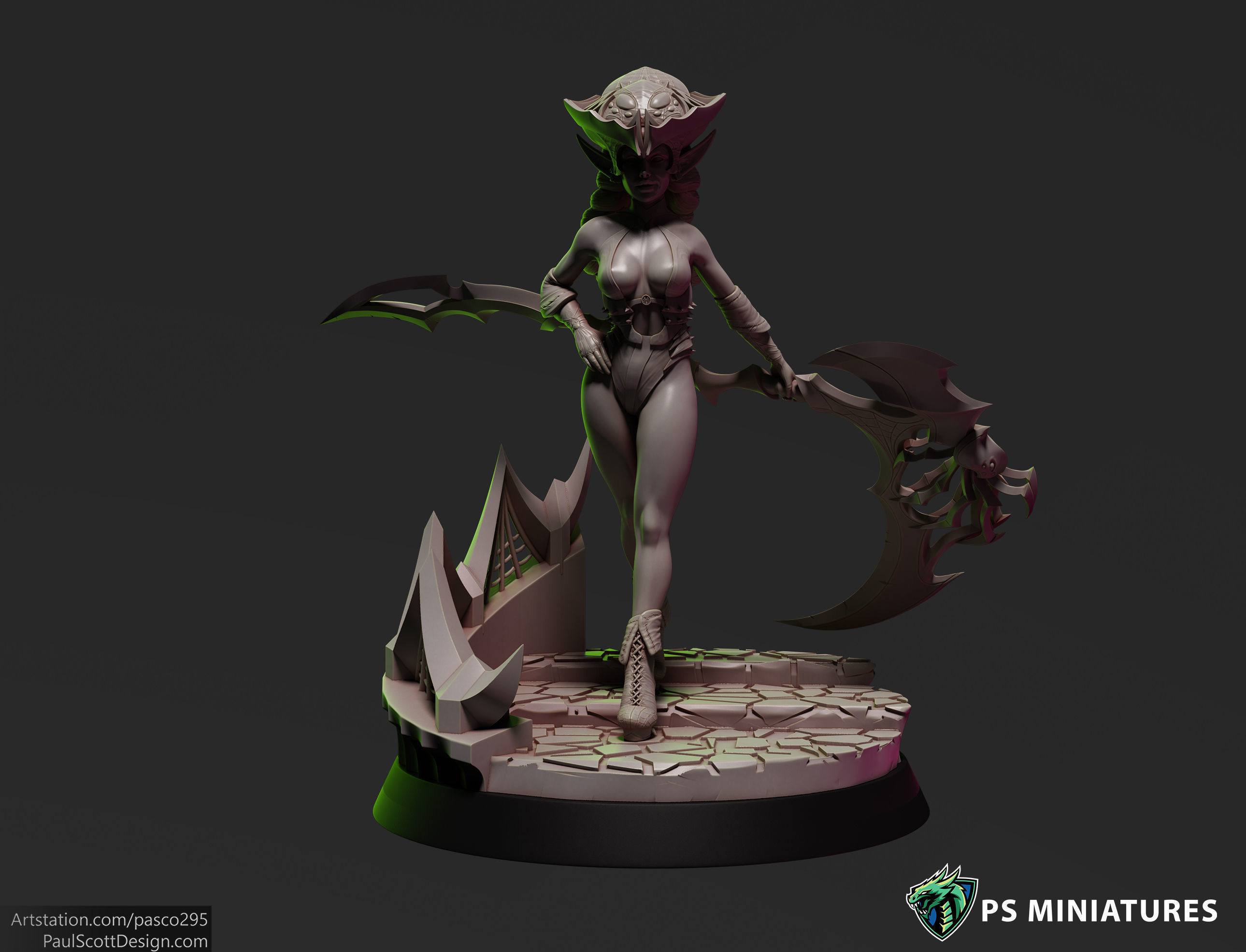 Drow Reaper Pose 1 - Includes 2 Variations 3D print model_19