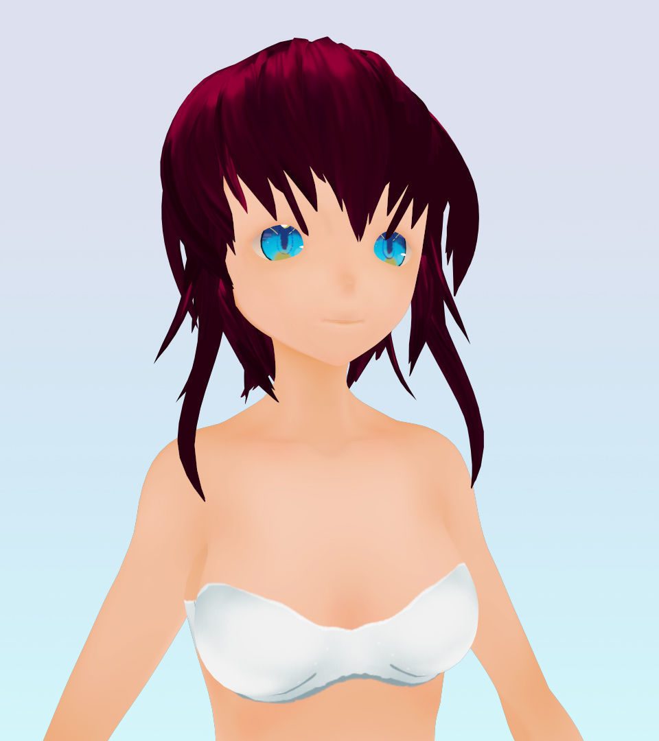 Anime base mesh  Vtube Low-poly 3D model_6