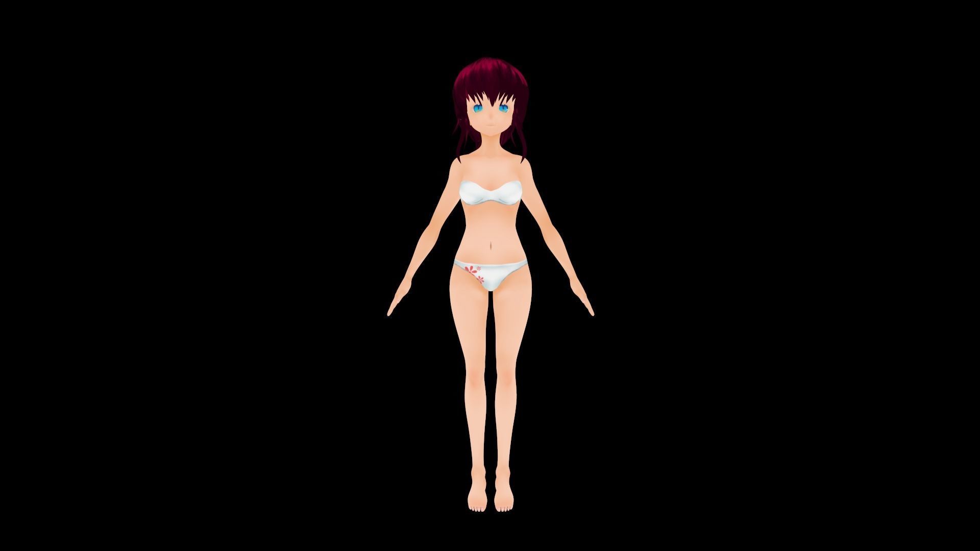 Anime base mesh  Vtube Low-poly 3D model_2