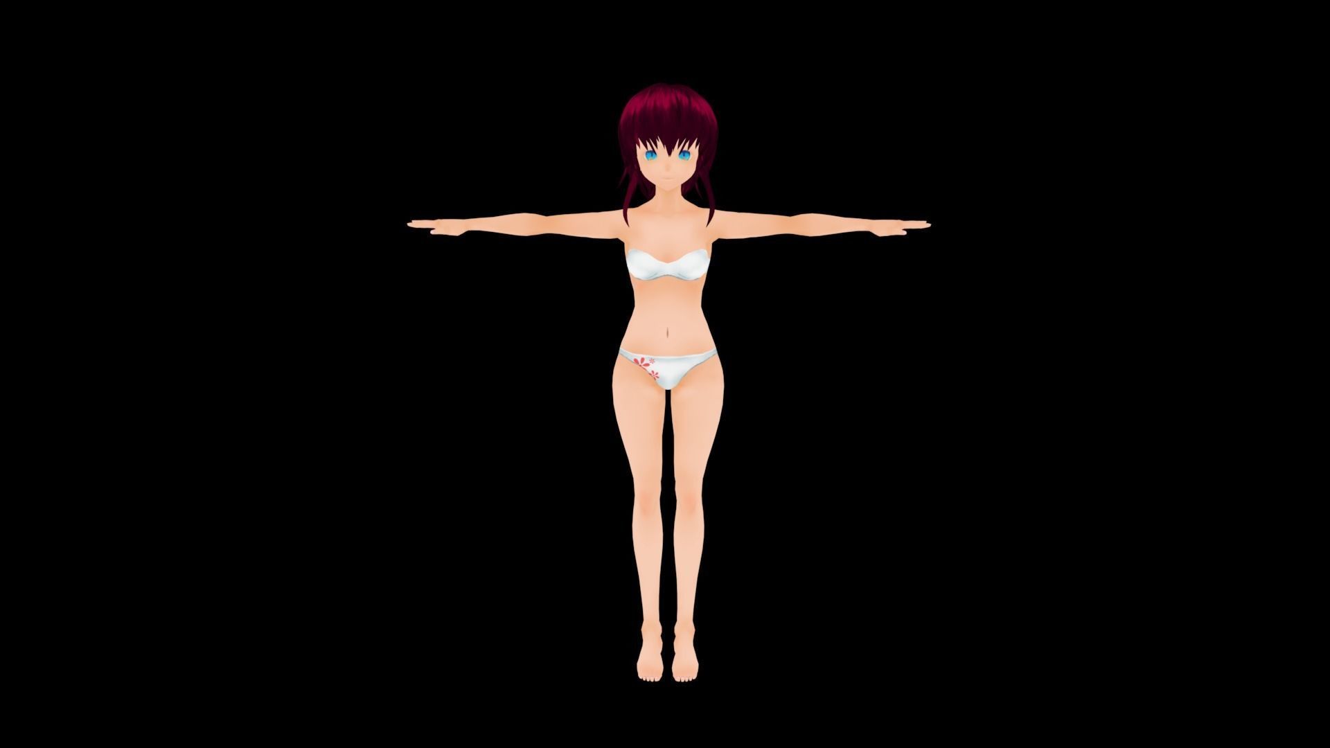 Anime base mesh  Vtube Low-poly 3D model_3