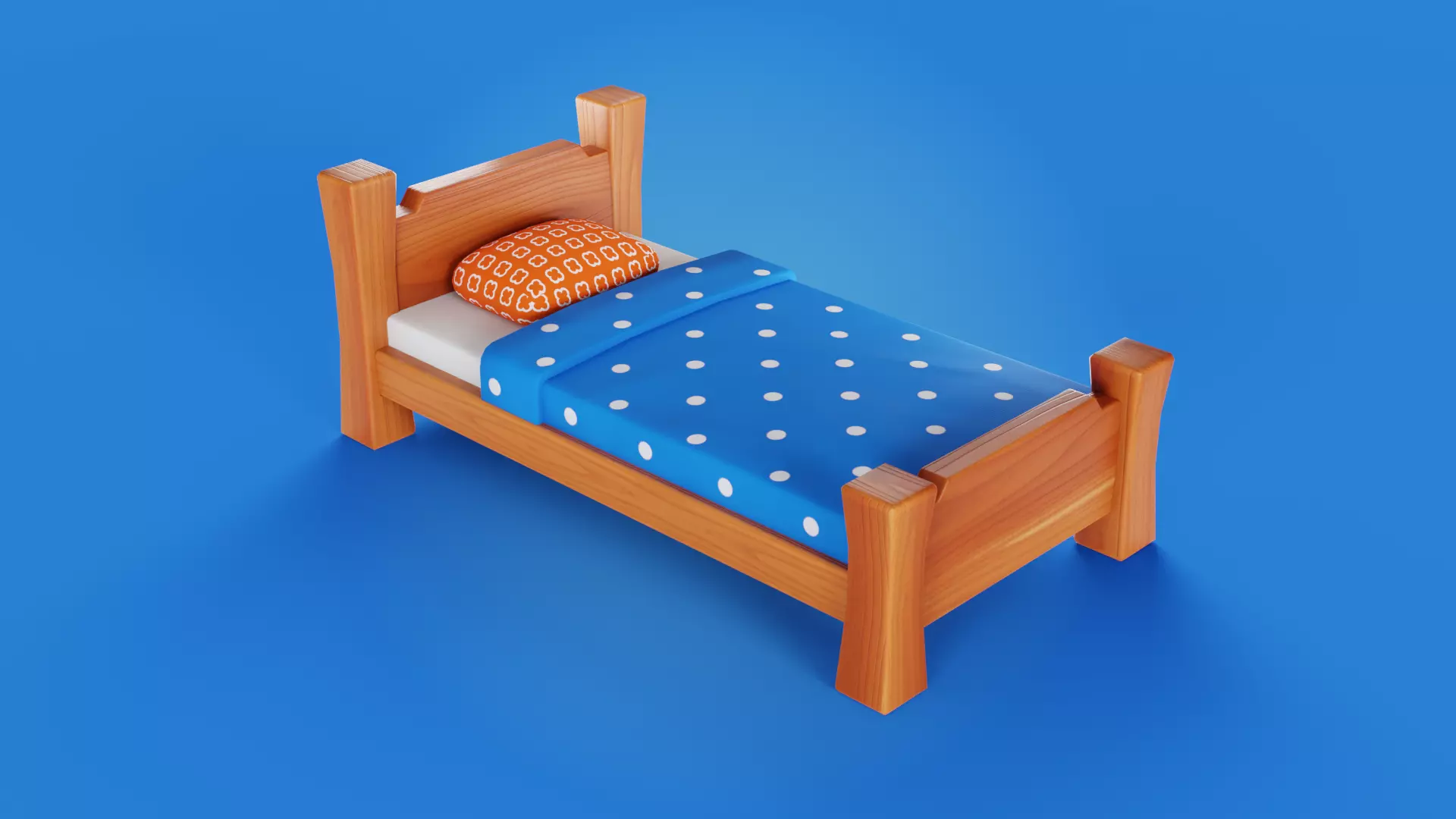 STYLIZED WOODEN BED - 3 COLOR VARIATION Free low-poly 3D model