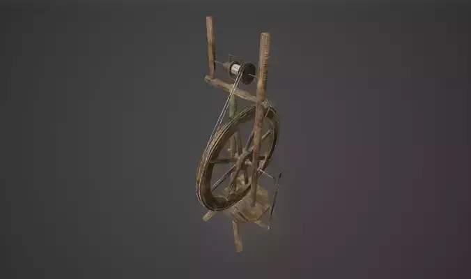 Historical Spinning Wheel Low-poly 3D model