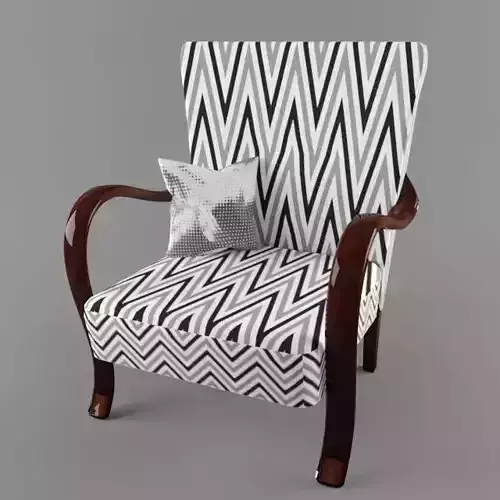 Hungarian Cultic Armchair with Bended Arms Minimal Style 3D model