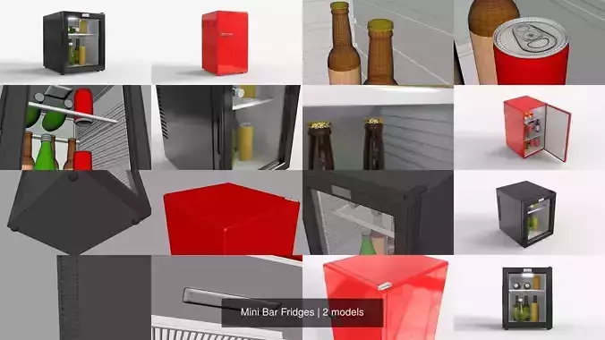 Mini Bar Fridges 3D Model Collection