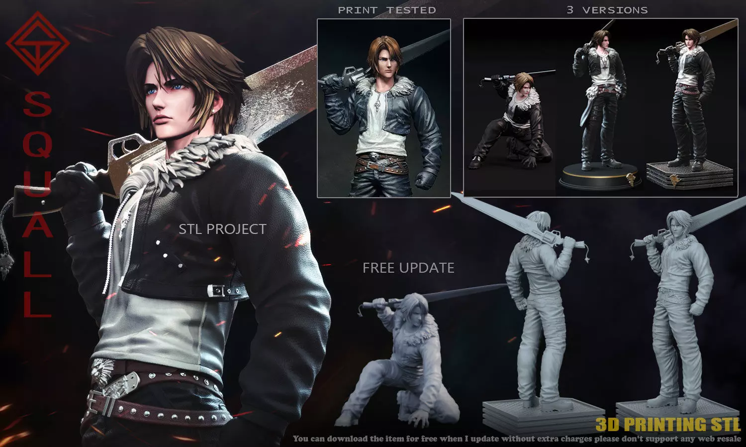 Squall Leonhart 3D print model_0