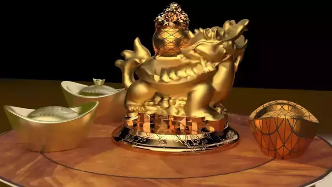 Chinese  gold Ingot with turtle