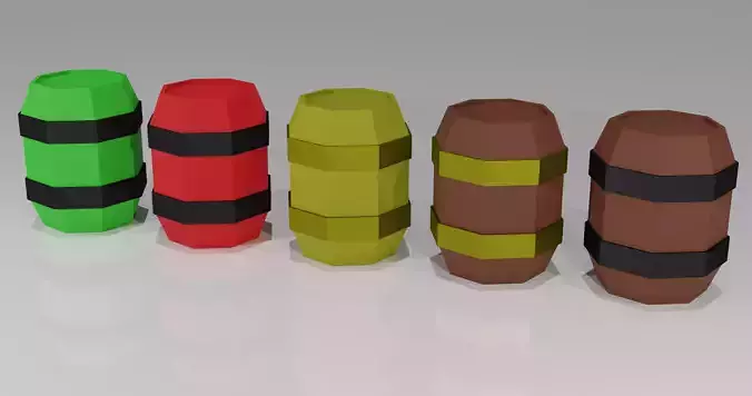 5 Simple Low-Poly Barrels