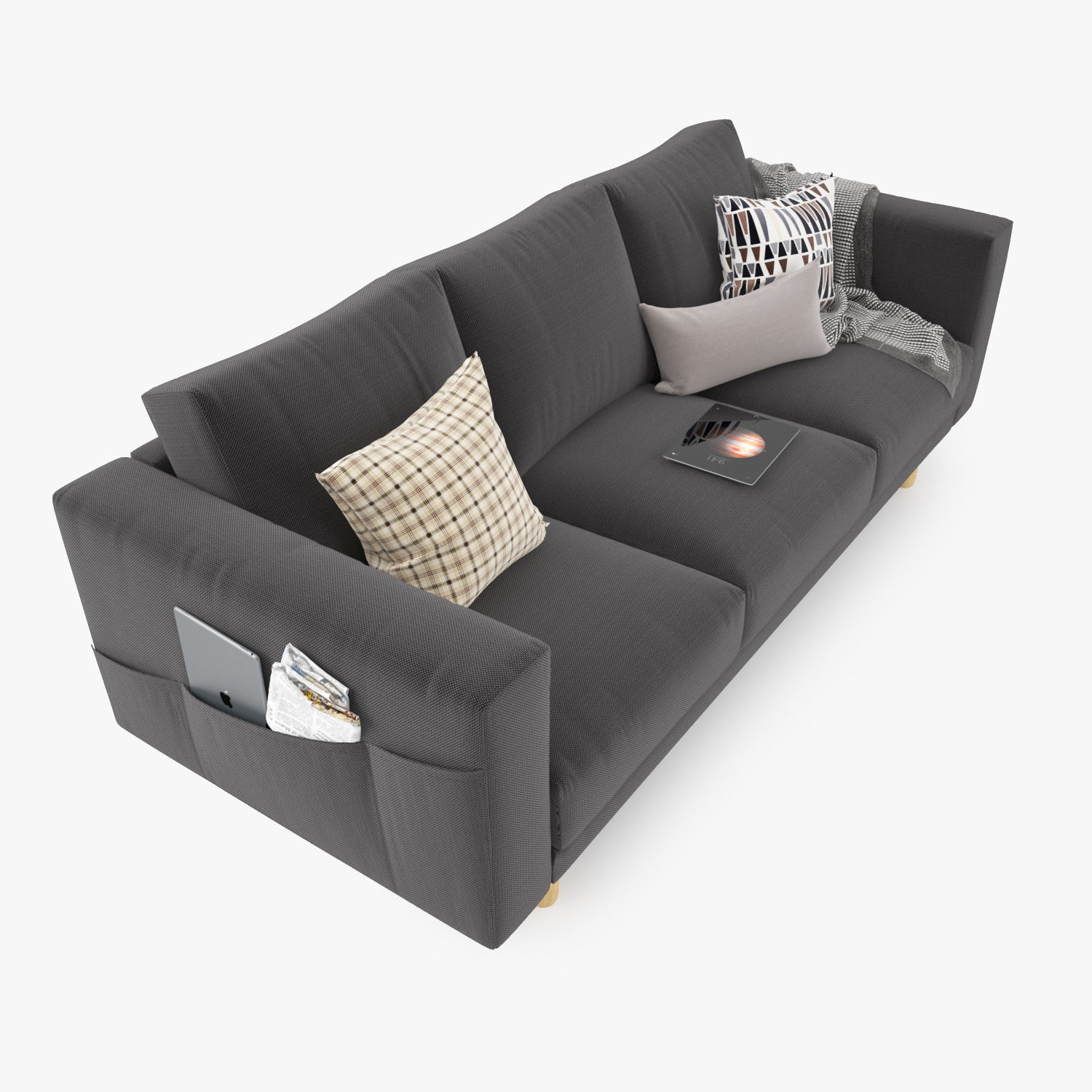 Modern Three Seater Sofa 3D model_9