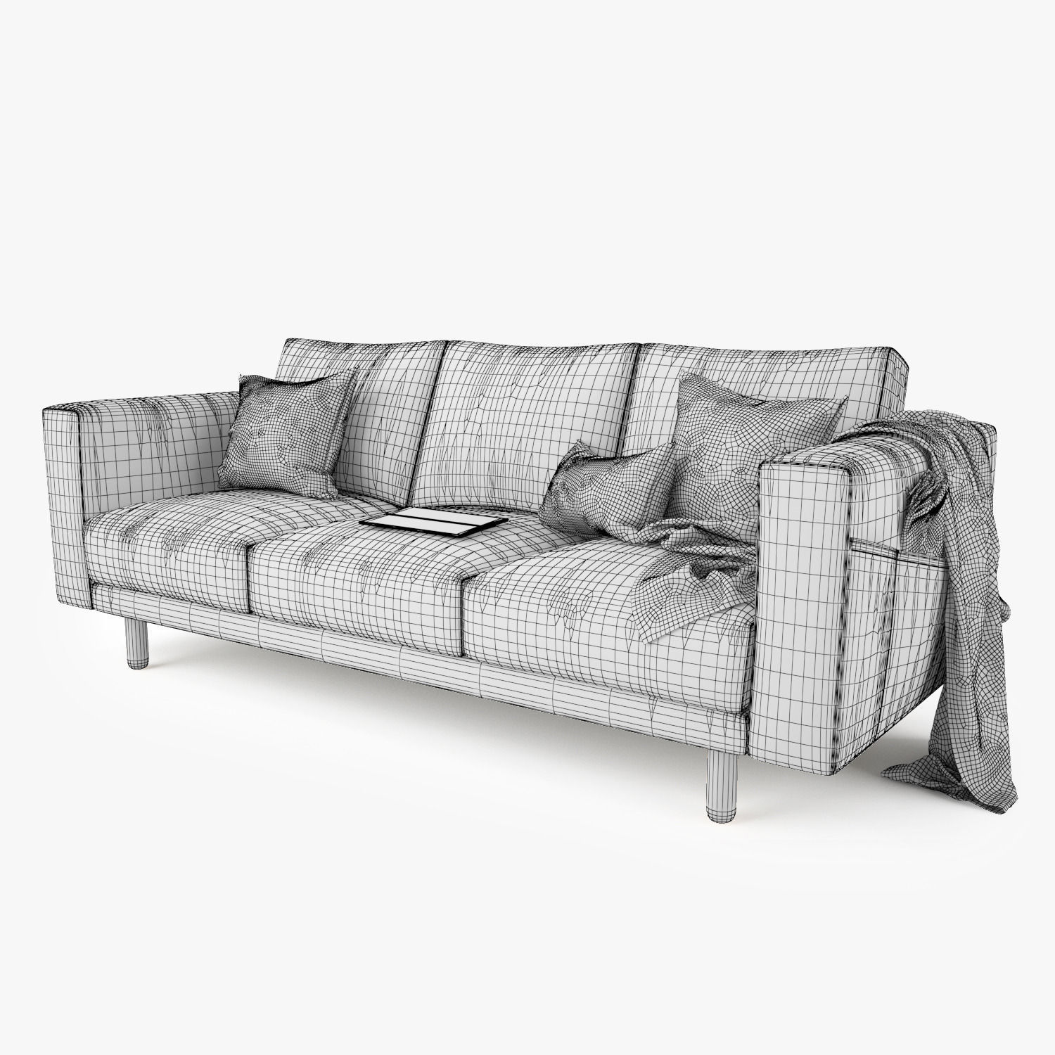 Modern Three Seater Sofa 3D model_14