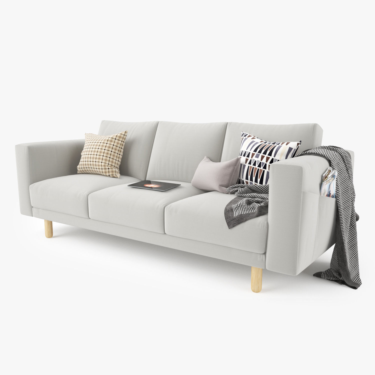 Modern Three Seater Sofa 3D model_3