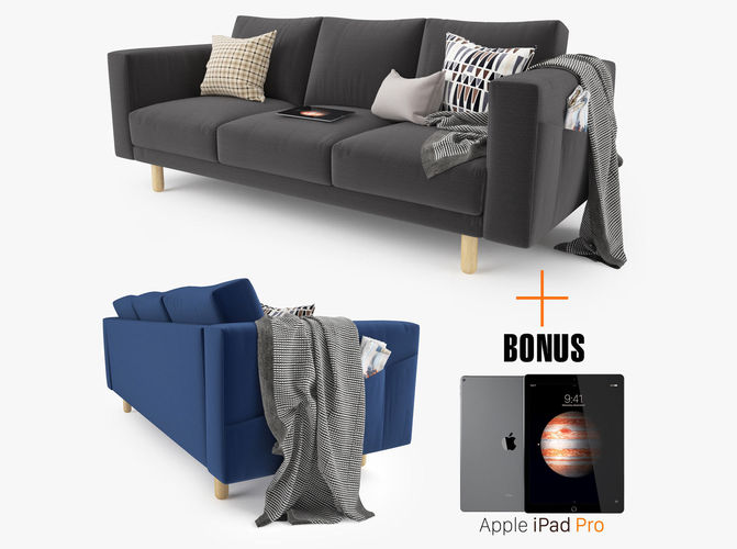 Modern Three Seater Sofa 3D model
