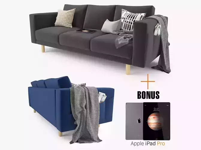 Modern Three Seater Sofa 3D model