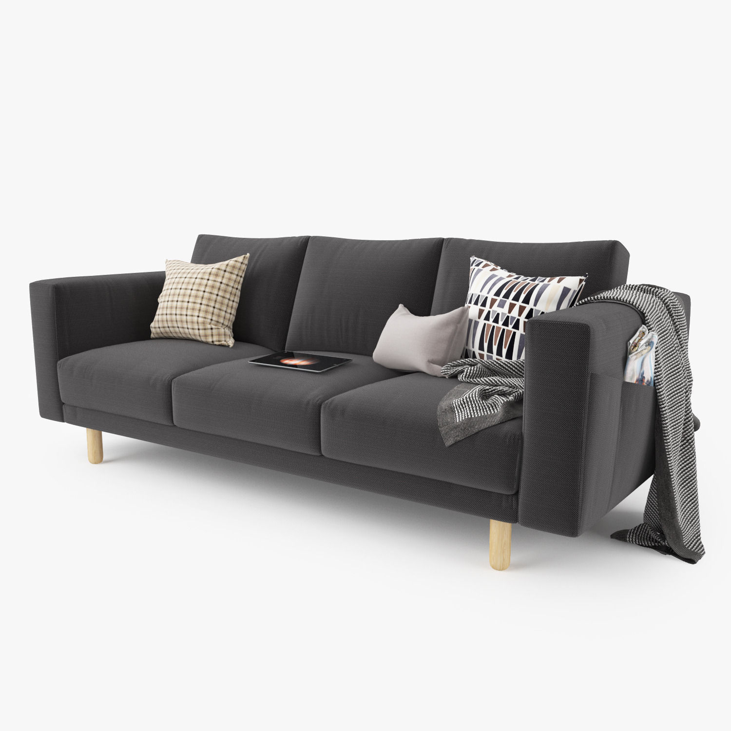 Modern Three Seater Sofa 3D model_2