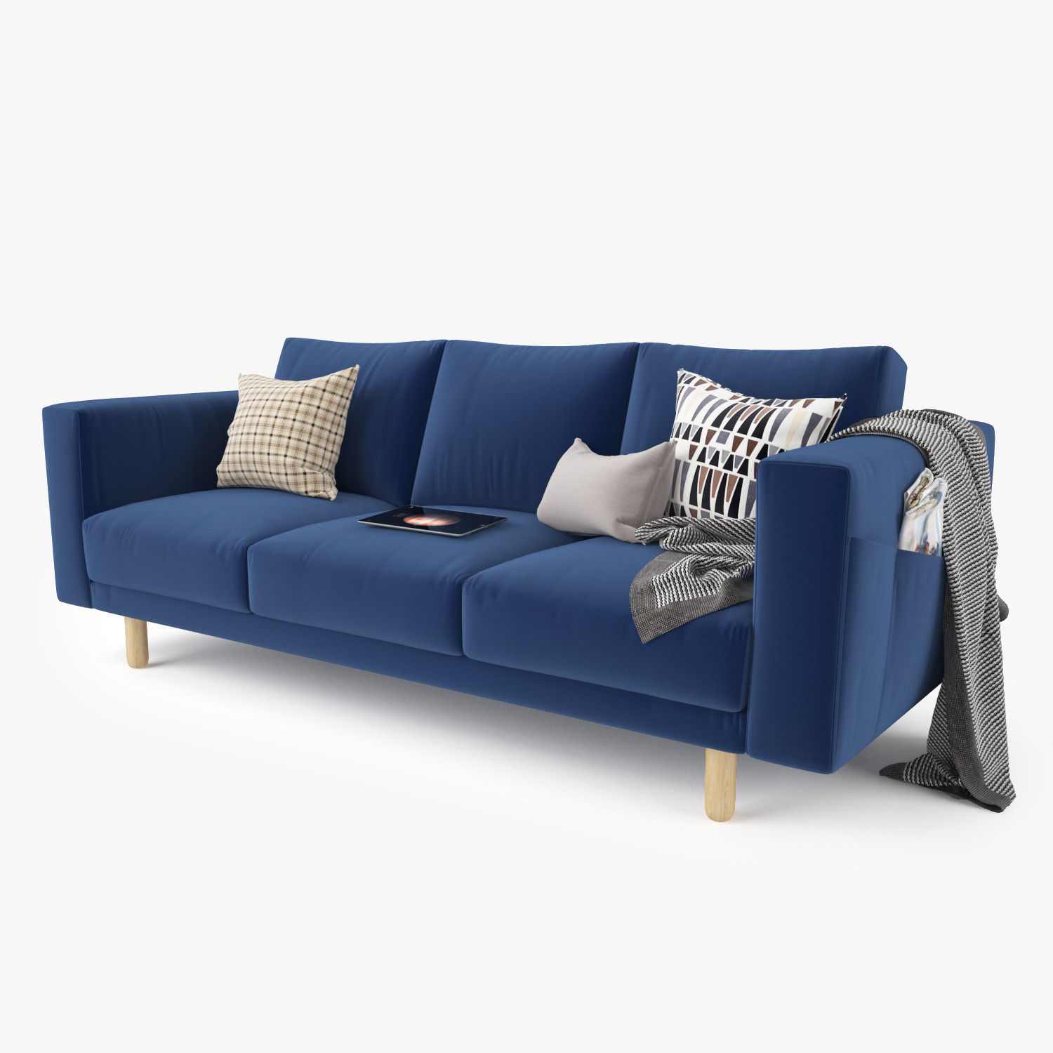 Modern Three Seater Sofa 3D model_1