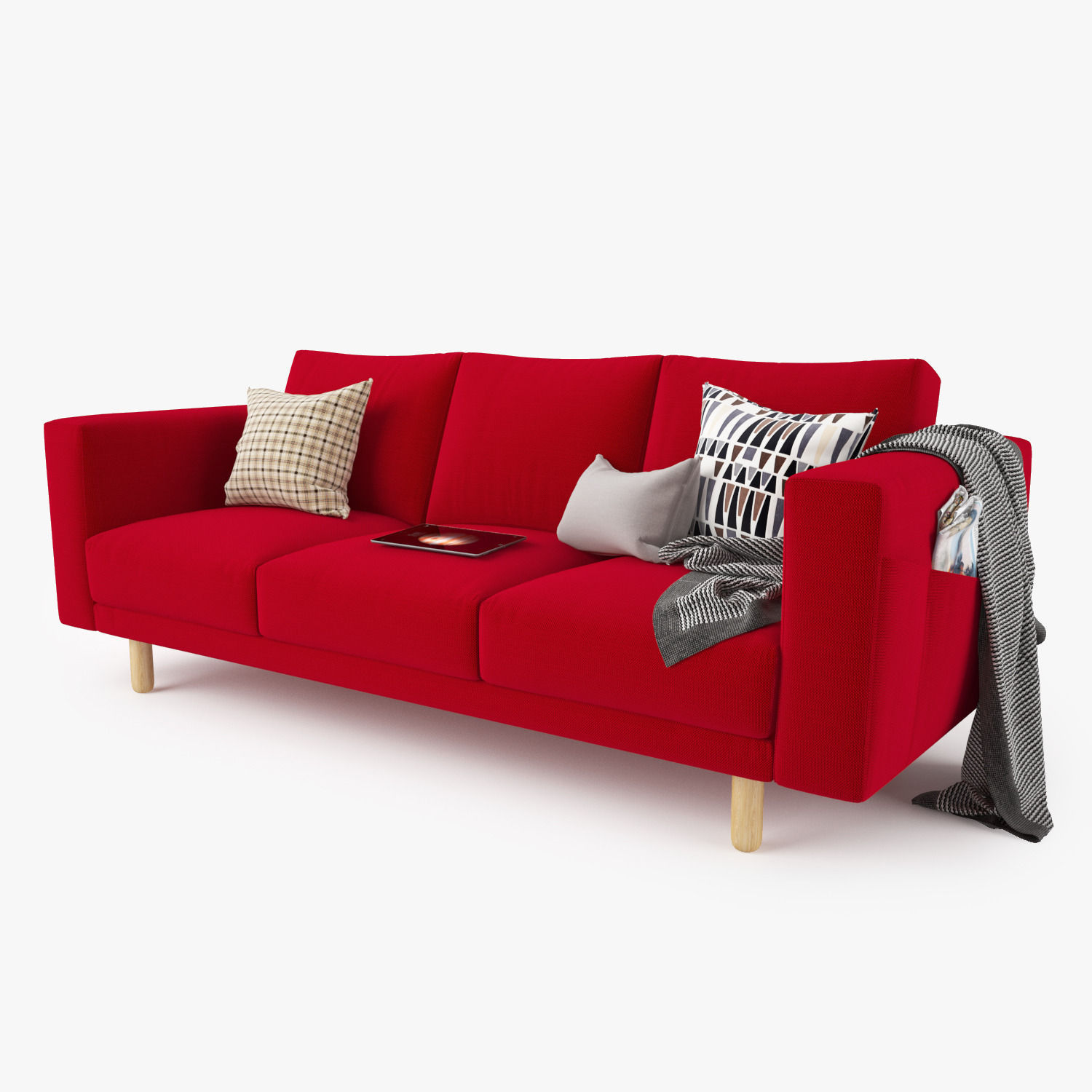 Modern Three Seater Sofa 3D model_4