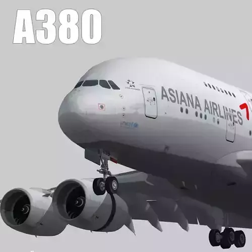 Airbus A380-8 Asiana airlines livery Low-poly 3D model