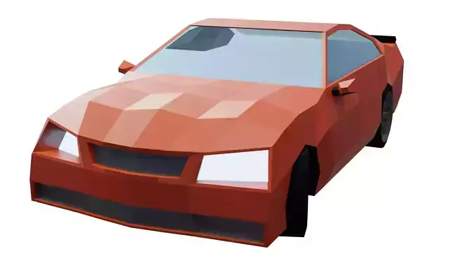 Low-Poly Car orange Free low-poly 3D model
