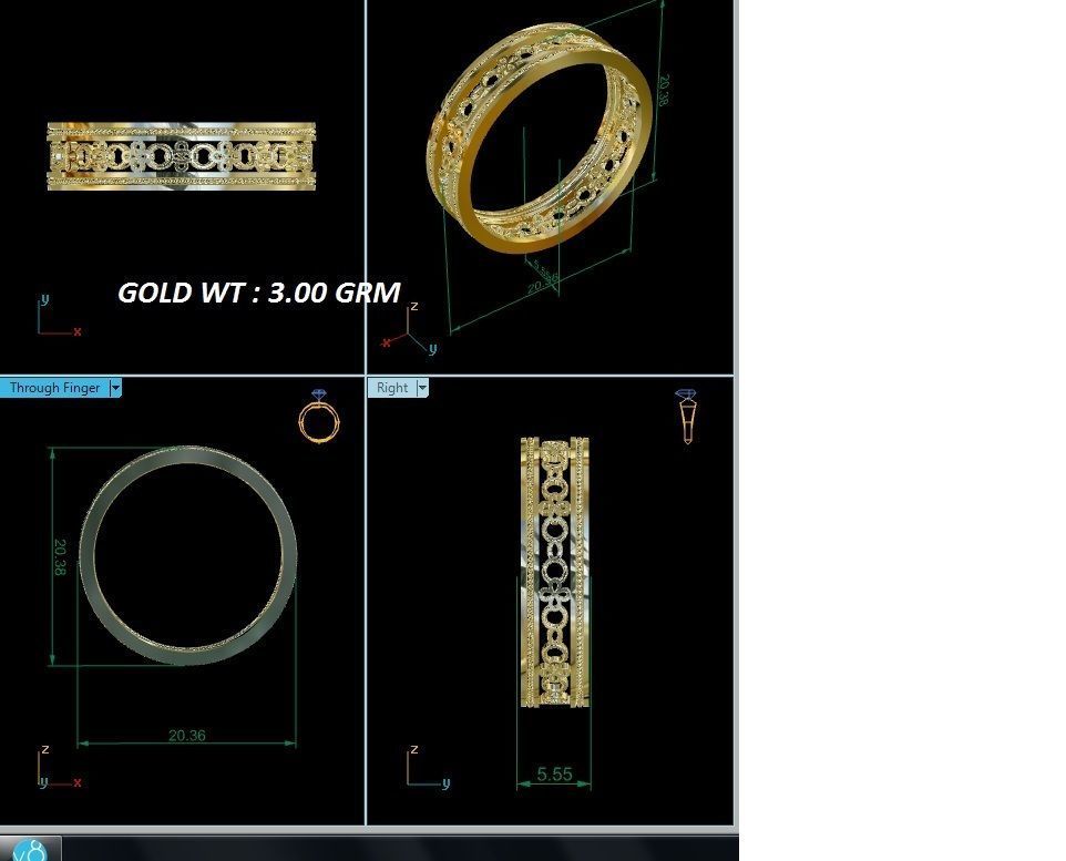 Women band ring 3dm stl render 3D print model_5