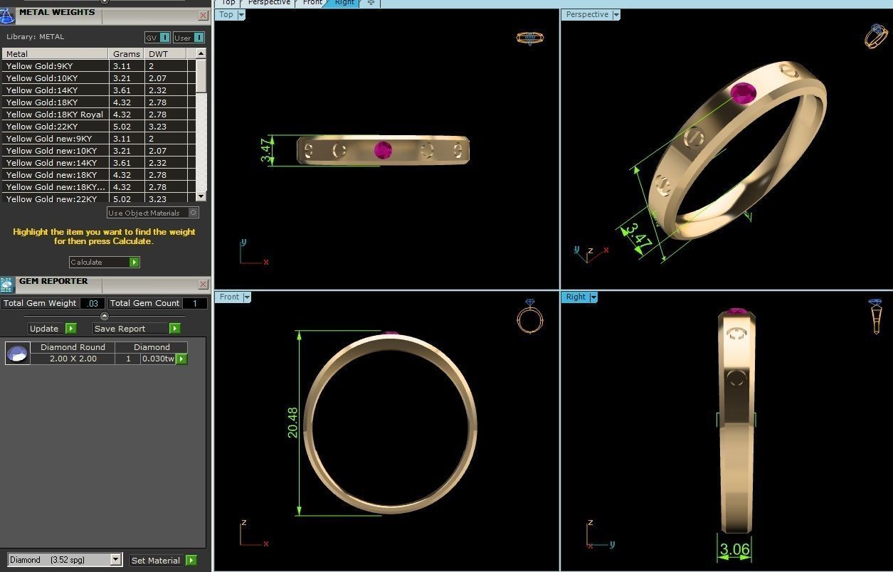 Women band ring 3dm stl render 3D print model_5