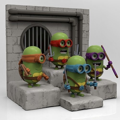 Minion TMNT Turtles STL 3D print model