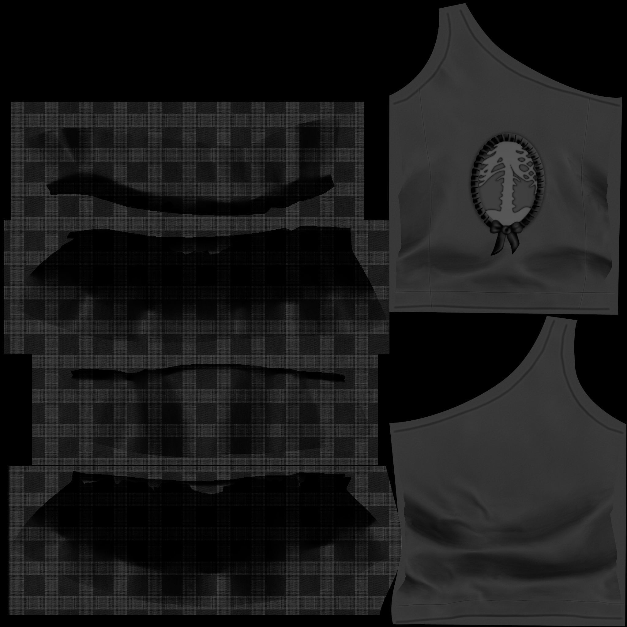 Torn Edge Layered Mini Skirt Outfit Low-poly 3D model_6