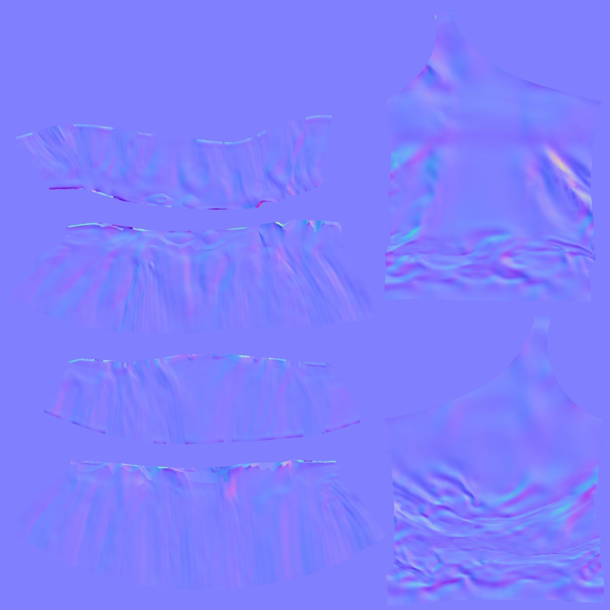 Torn Edge Layered Mini Skirt Outfit Low-poly 3D model_5