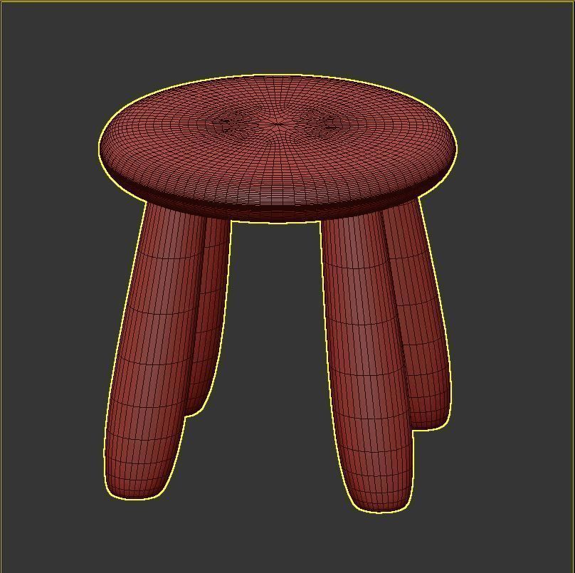 Children table and chairs set 2 3D model_4
