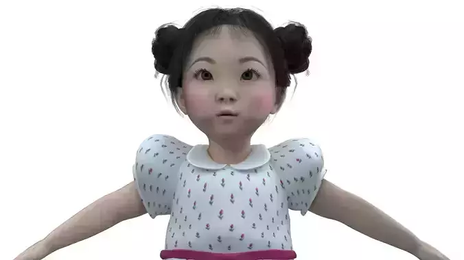 Baby- Asian Kid Child Toddler Girl Rigged Model