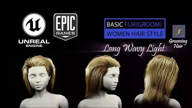 Long Wavy Light Hairstyle Groom For UE4
