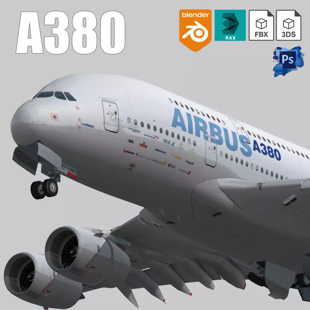 Airbus A380-8 Home livery Low-poly 3D model_0