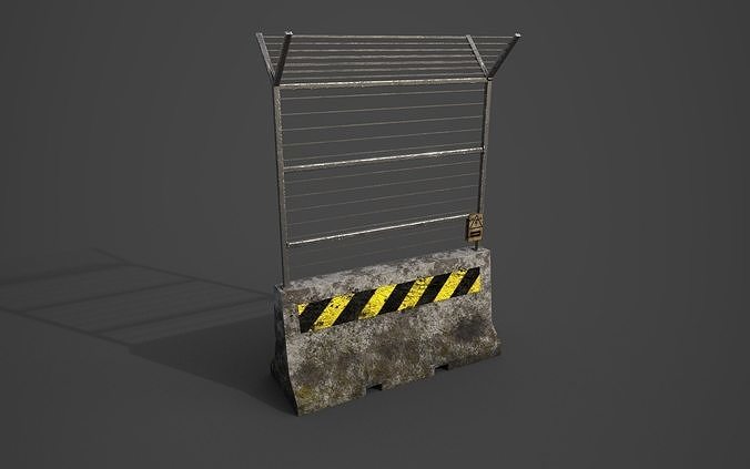 Concrete barrier  Low-poly 3D model