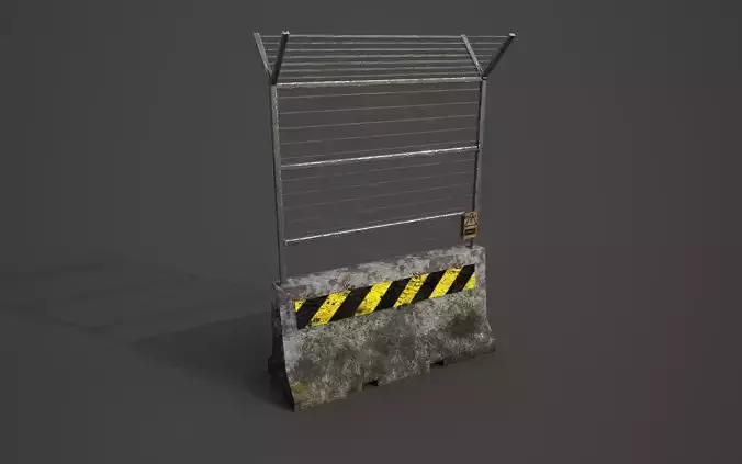Concrete barrier  Low-poly 3D model