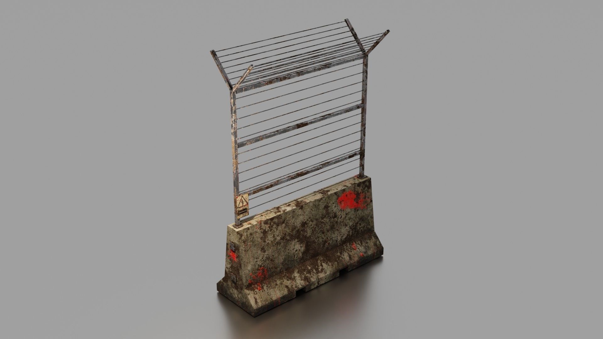 Concrete barrier  Low-poly 3D model_1