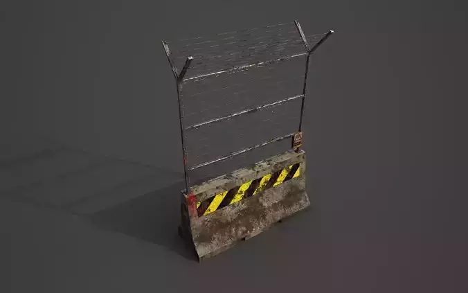 Concrete barrier  Low-poly 3D model