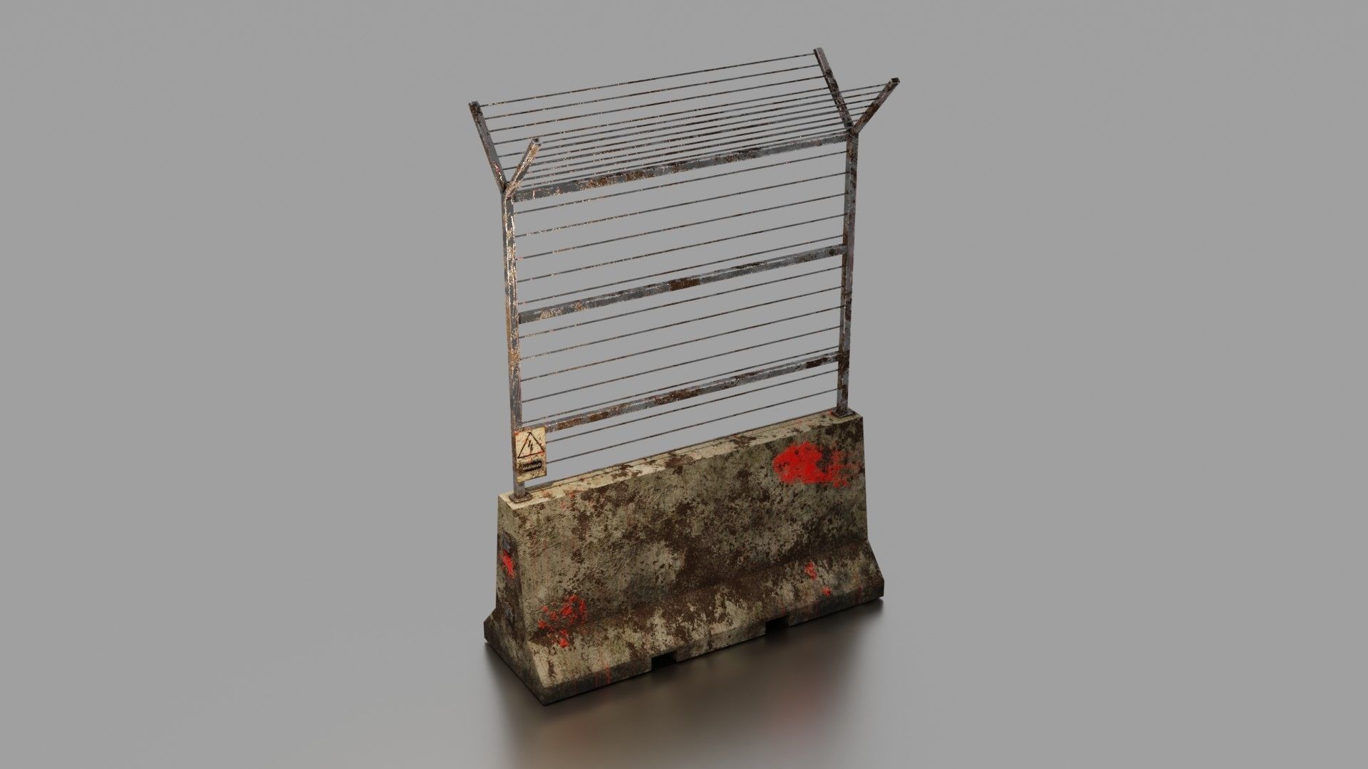 Concrete barrier  Low-poly 3D model_19